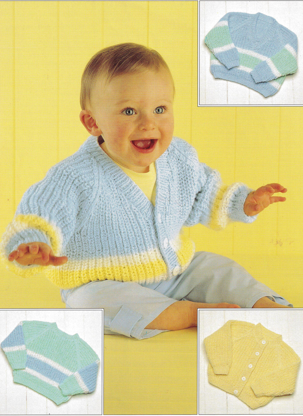 Stripe Rib Cardigans & sweaters -Raglan 4 x styles to knit in DK (8Ply) Knitting Pattern 16