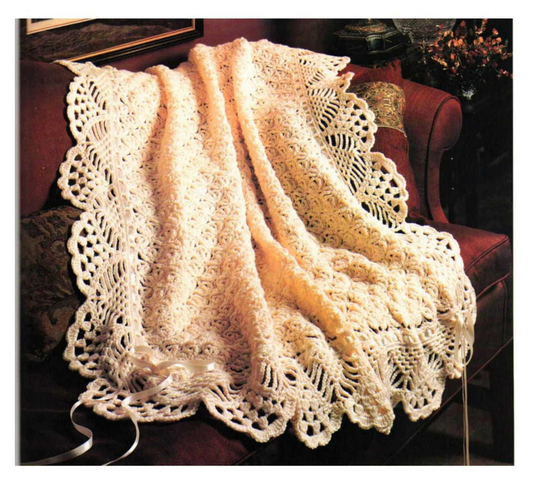 Victorian Lace Pineapple Cluster Afghan Blanket -Vintage Crochet Pattern Worsted Weight 10 ply- Crochet pattern download PDF- 46