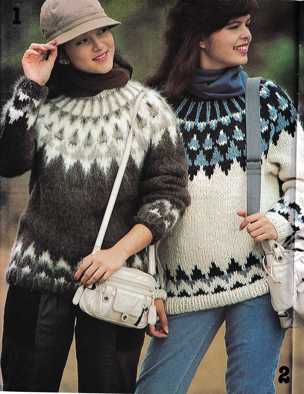 Womans Round Neck Fair Isle Yoke Sweater- Jumper Up to 95cm  ~ Chunky Icelandic Wool 12 Ply Knitting Pattern Instant Download PDF-See images