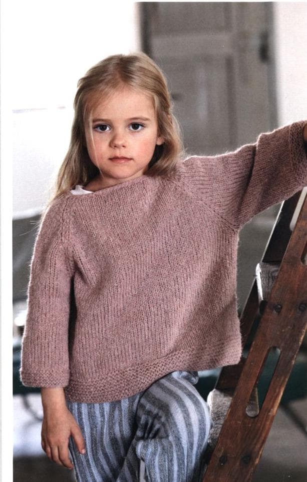 Girls loose Fit Slouchy Raglan Slash neck sweater Jumper Easy  Knit~ Aran 10Ply Worsted yarn 104 - 134 cm  Knitting pattern -Download PDF