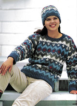 Fair Isle Norwegian Sweater Round Neck Drop Sleeve, Bust 92cm ~ PDF Knitting Pattern Download- with Chart Chunky Bulky 12 ply-Jacquard knit