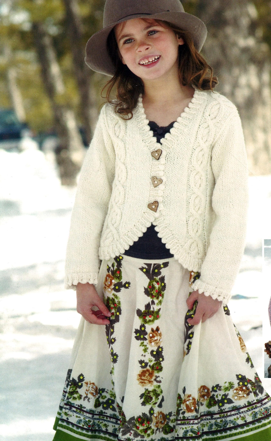 Girl's Cable Bolero Cardigan with Plain or Bobble edges  22-32