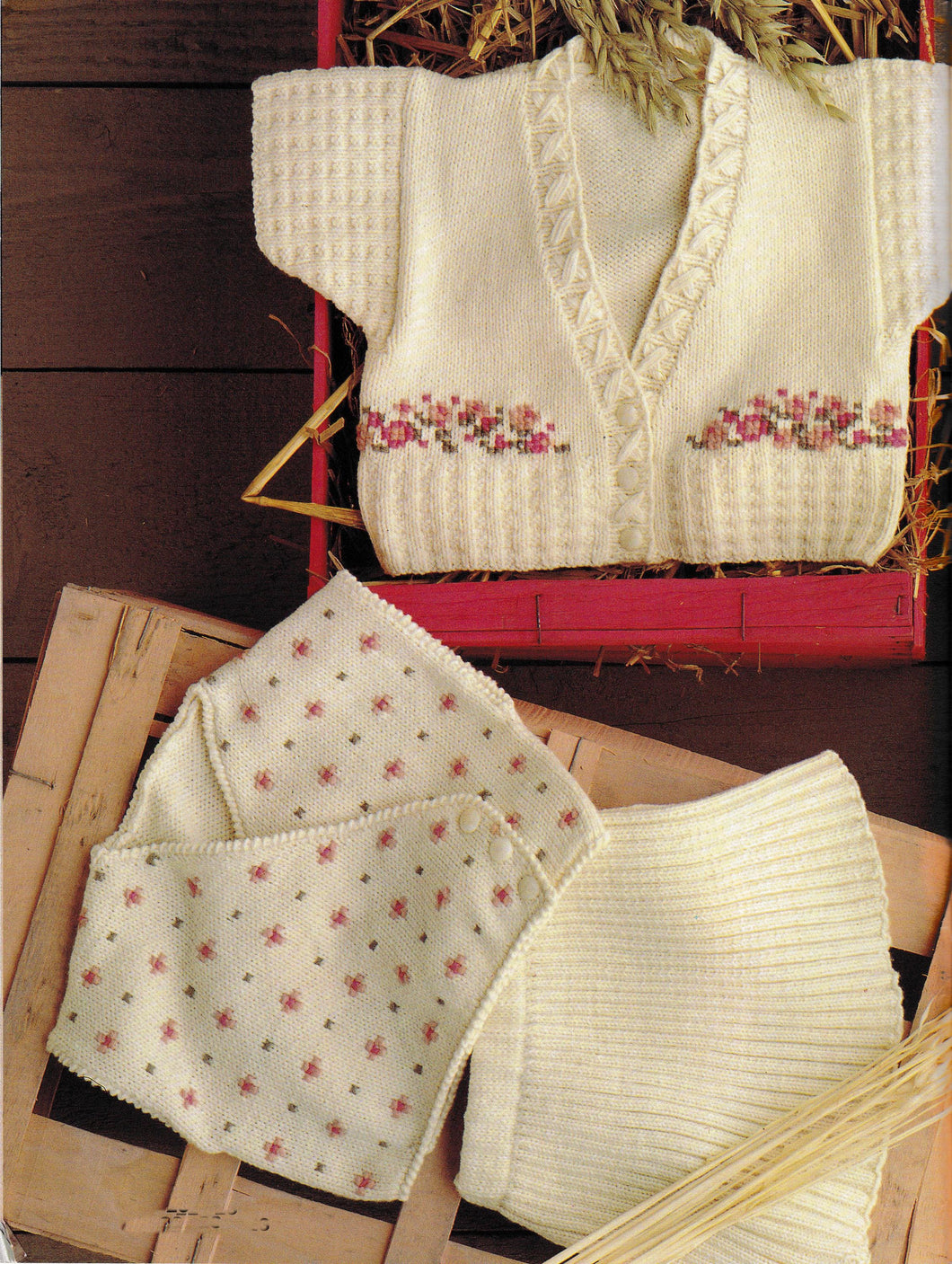 Baby Wrap over Cardigan Jacket Embroidered- Short sleeved Cardigan & Ribbed skirt~ 3m - 2year -4 Ply Fingering PDF download Knitting Pattern