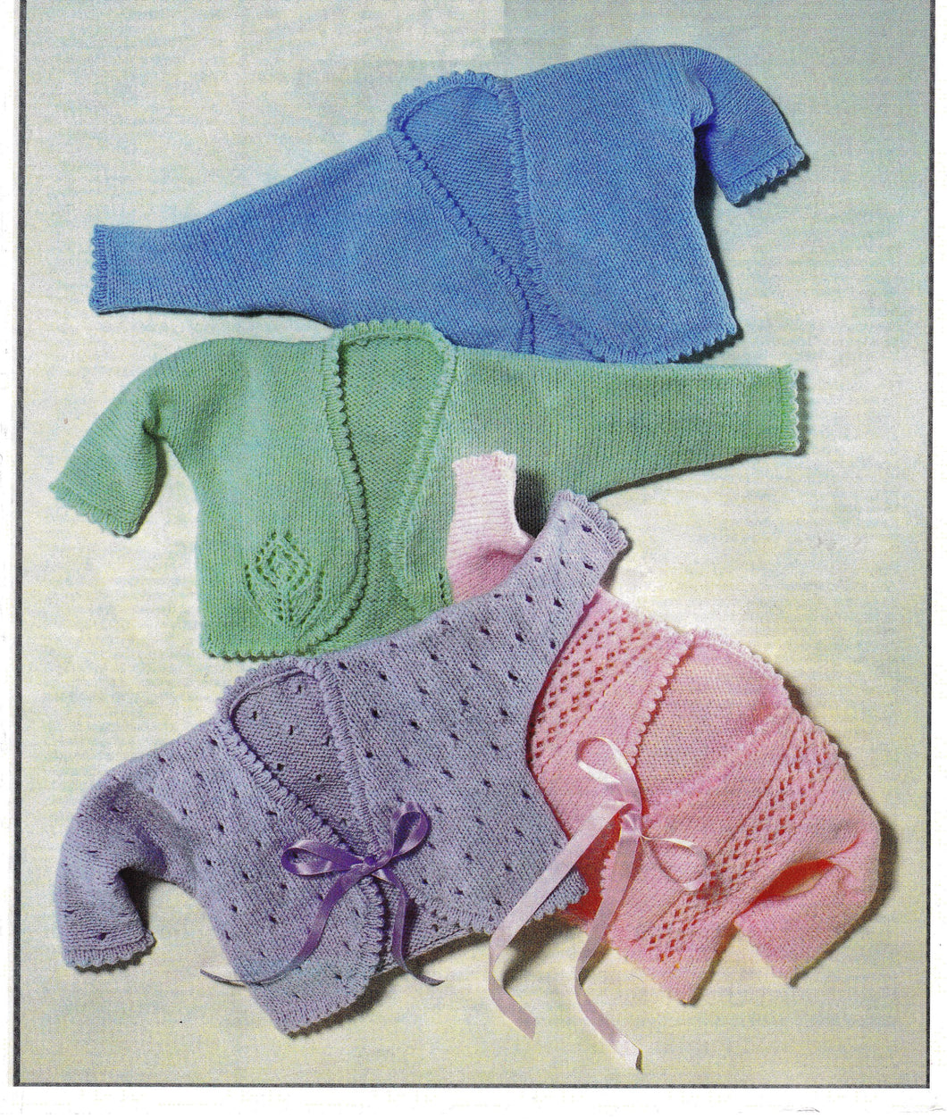 Baby Girls Bolero Cardigans 4 styles on 1 pattern DK 8 Ply wool- Premature baby 12