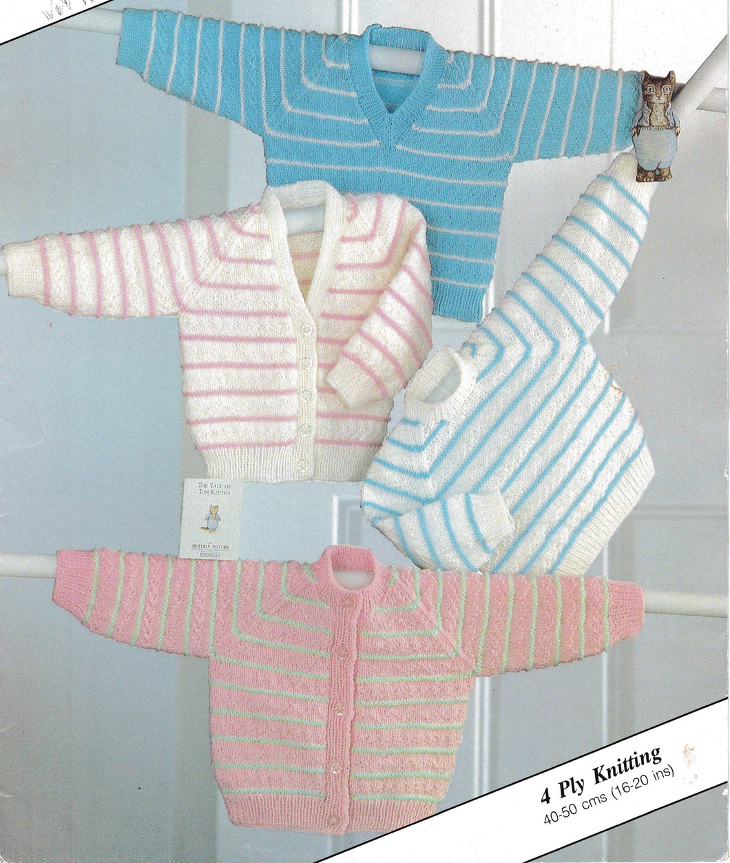 Baby Easy Stripe Raglan sleeved Cardigans-& Jumpers Knitting Pattern -  ( 4 ply ) Fingering  16 - 20