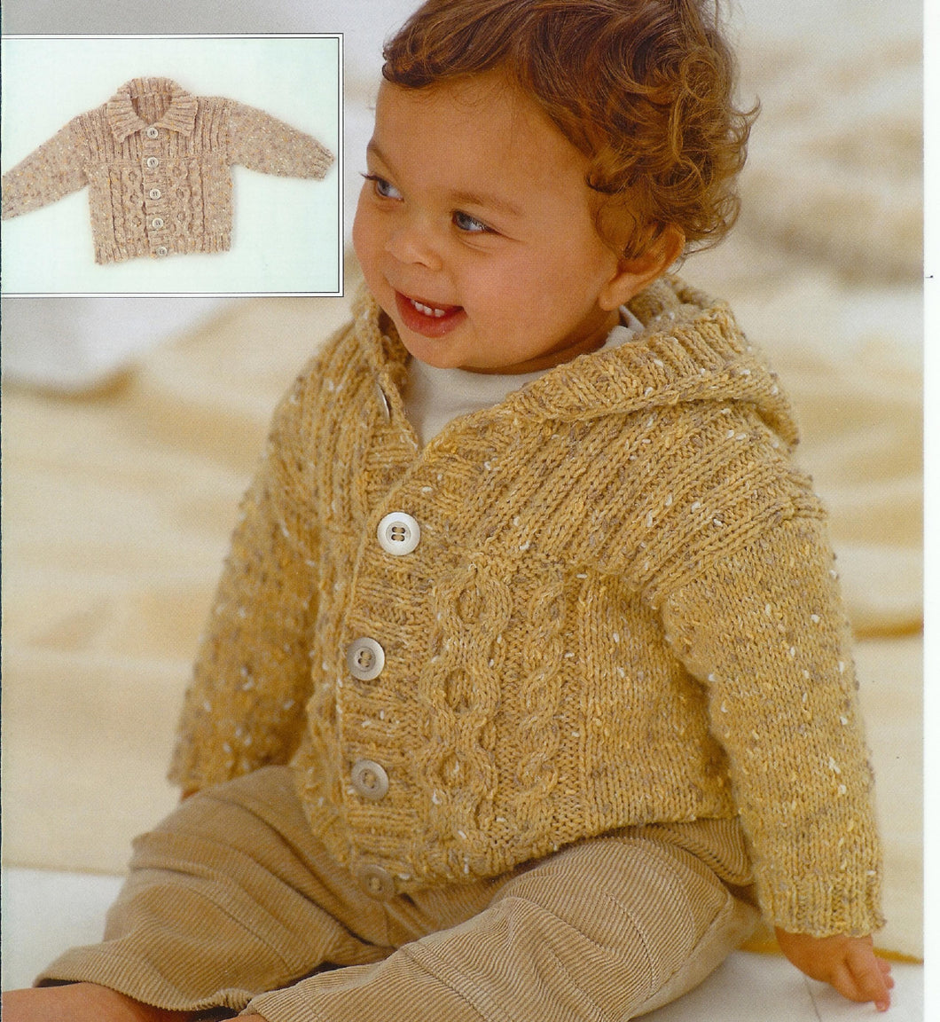 Child's Easy Cable Cardigan-& Hooded Jacket Boy- Girl- Knitting Pattern -DK 8 PLY Download PDF- Fits 16-26