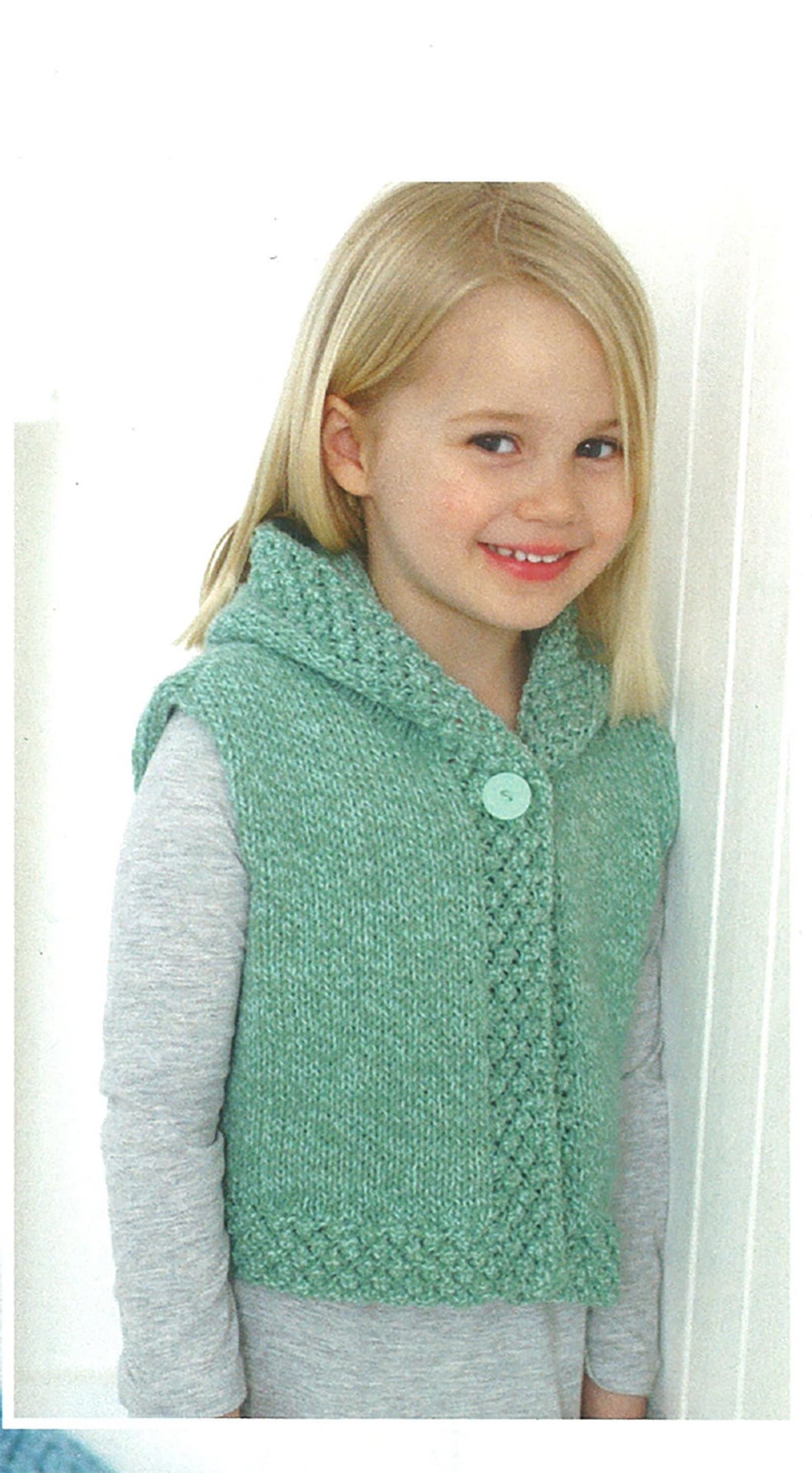 Girl's  Cropped Style  Hooded Easy Knit Coat Jacket & Gilet 22 - 32 in 2-13 years Download PDF Knitting Pattern- Aran 10 Ply Worsted yarn