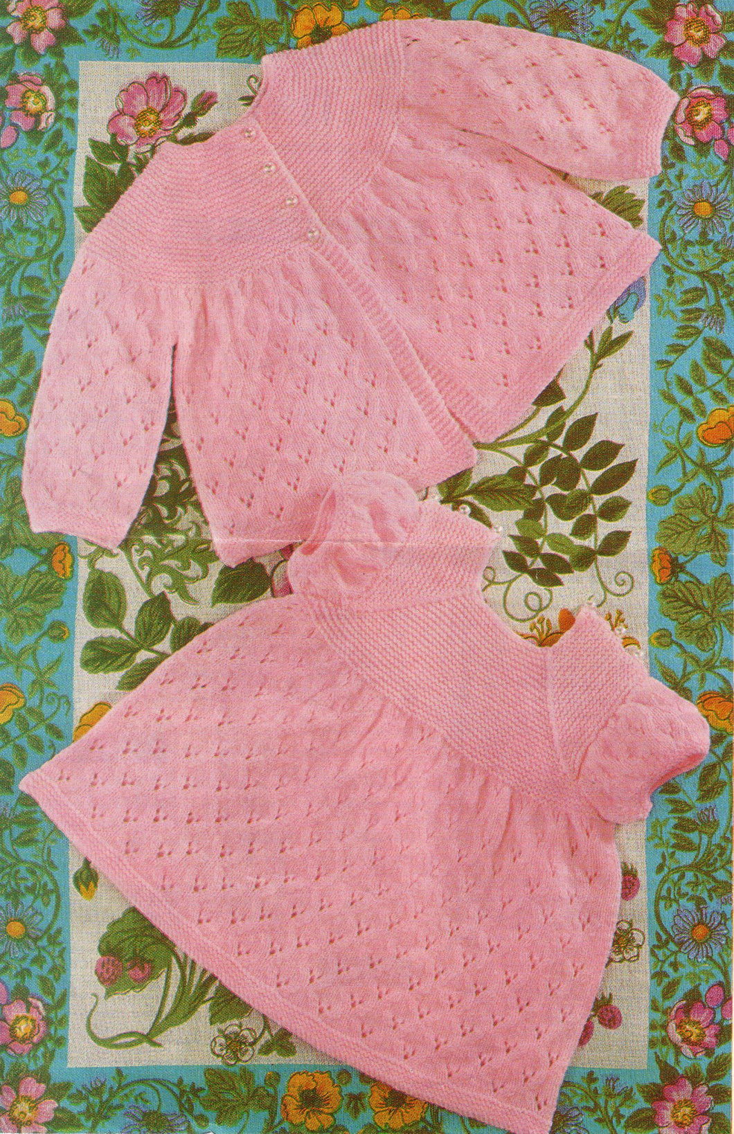 Girls Knitted Puff sleeve Dress garter St Yoke & Matching Jacket Fits - 17