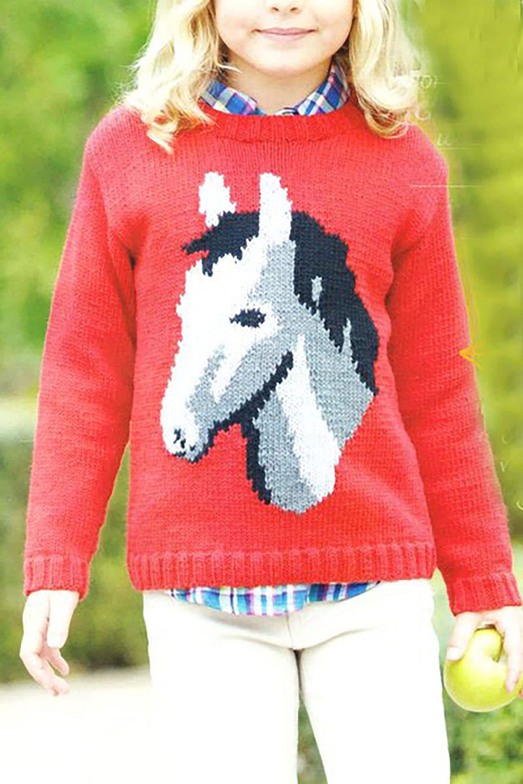 Horse Sweater Adults - Children Knitting Pattern  DK 8 ply 24