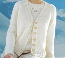 Women's Twin set Cardigan & Short Long sleeved Sweater 28"-42" Medium Worsted 10 ply Wool Knitting Pattern PDF download-3 styles 1 pattern
