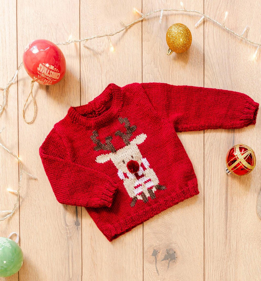 Reindeer Rudolf Motif Round Neck Picture Xmas Christmas Sweater Jumper 18