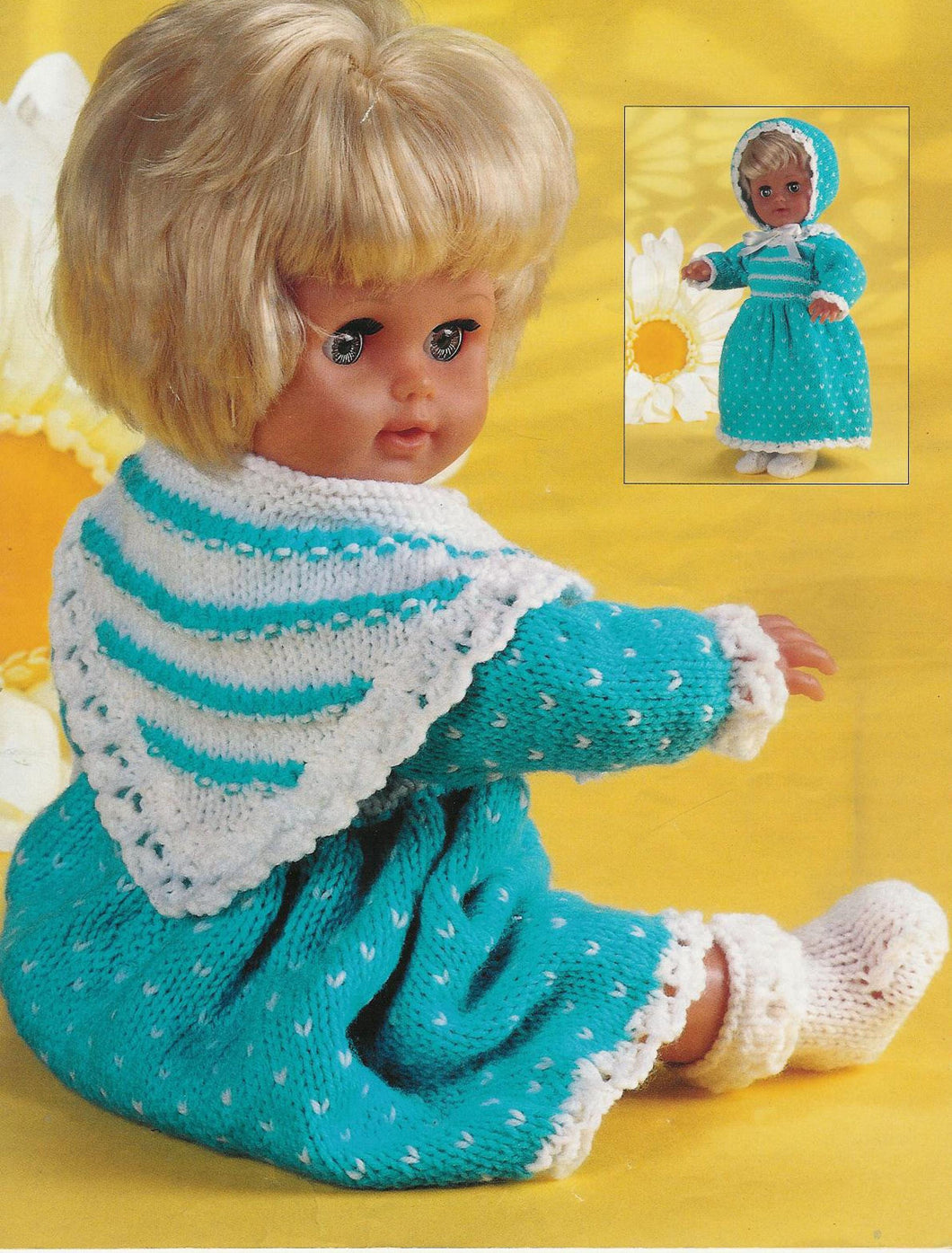 Baby Dolls Dress Bonnet Shawl Socks Boy & Girl Dolls Dolls Clothes 12-22 inch ~DK 8 Ply Light Worsted Knitting Pattern PDF download