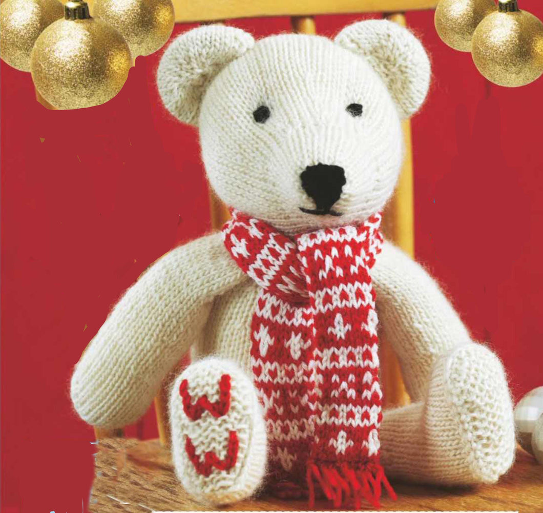 Easy Beginner Stocking Stitch Toy Teddy Bear  with Scarf- 14
