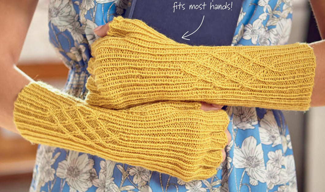 KNITTING PATTERN Ribbed style-fingerless gloves- wrist warmers- 4ply Fingering-  long- PDF download