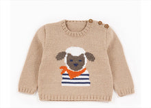 Sheep Lamb Motif Round Button Neck Sweater Jumper 18"- 21" 6mths - 3 yrs ~ DK 8 Ply Light Worsted Knitting Pattern pdf download