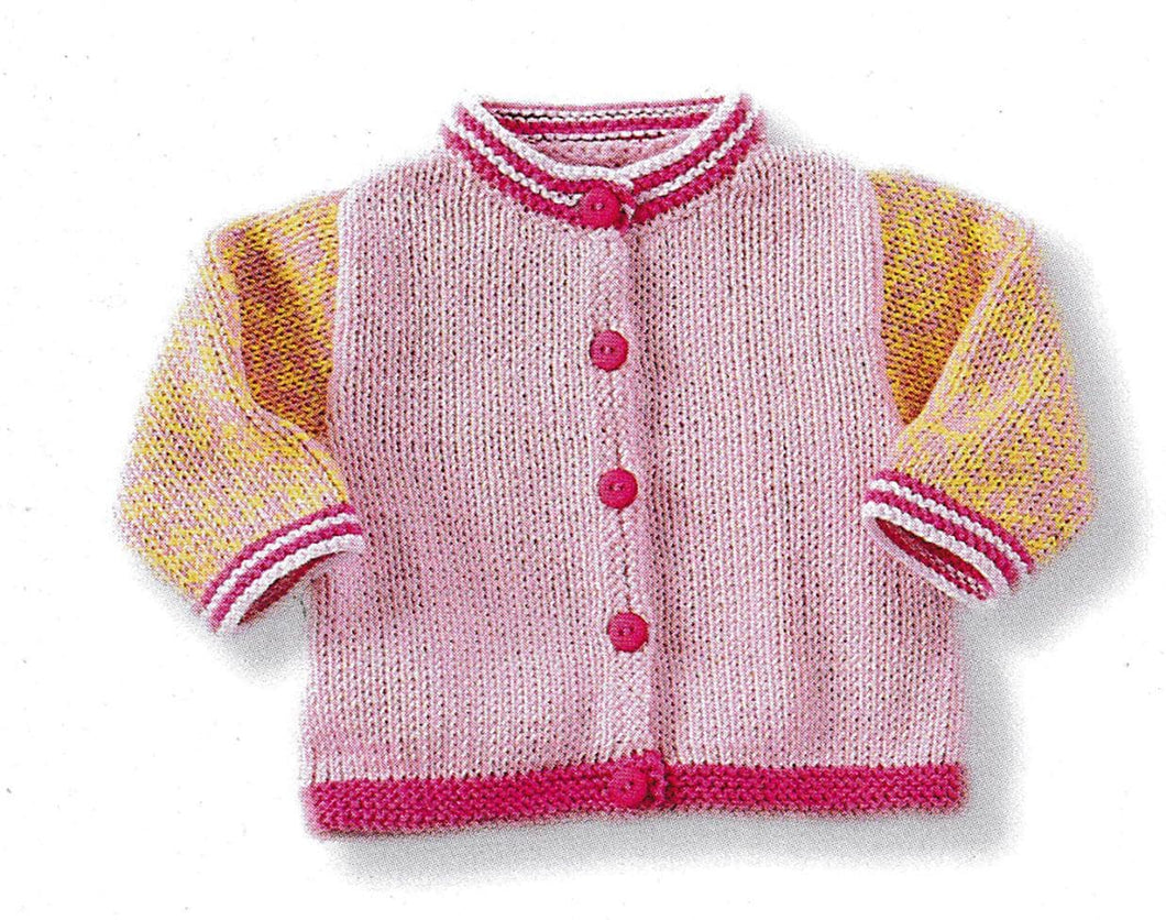 Boy's Girl's Baby Easy Plain Knit Multi Coloured Jacket Cardigan- Worsted 10 ply Aran yarn-Fits ( 3-24 months)-Knitting Pattern Download PDF