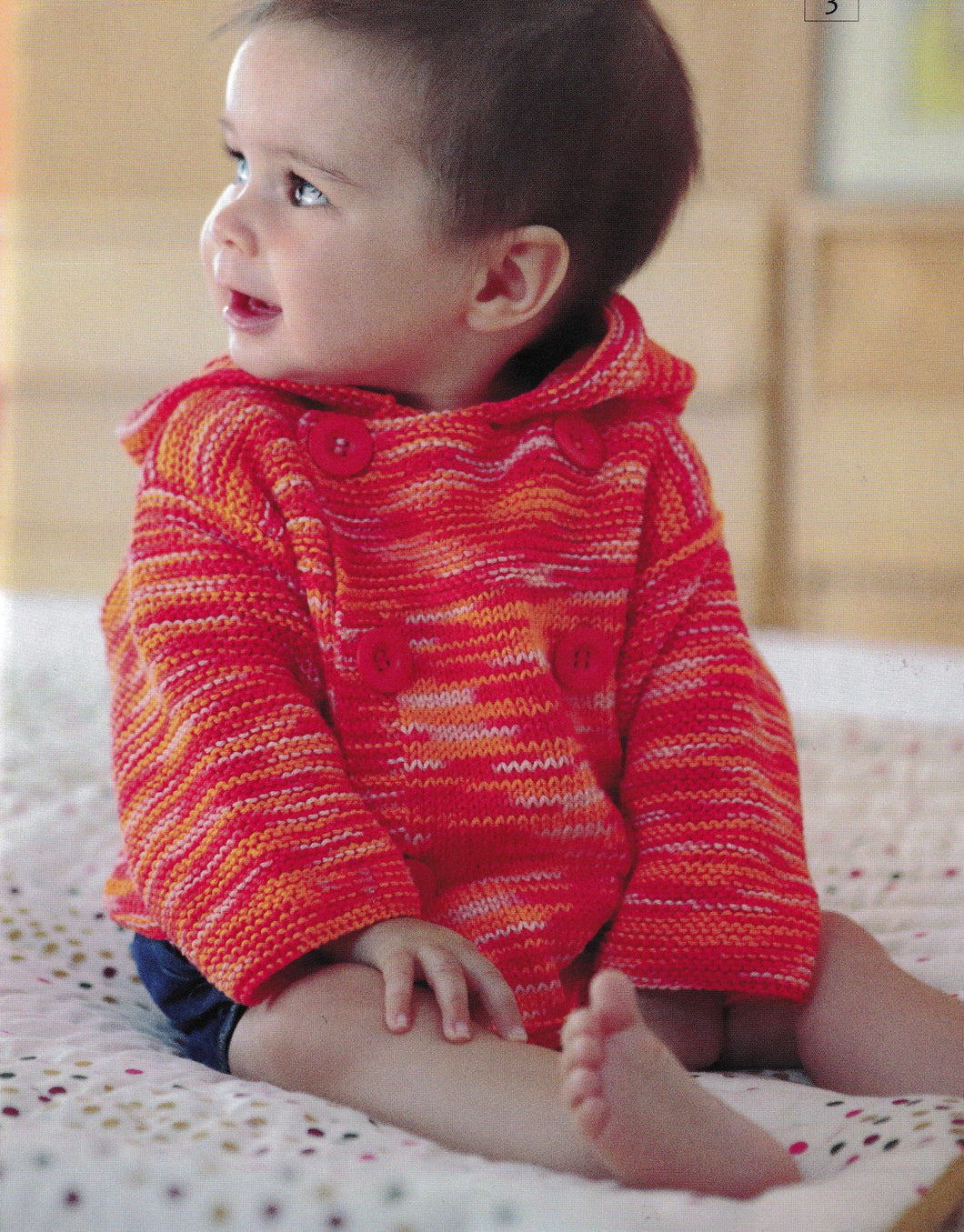 Easy Baby Jacket with Hood  Double Breast  Loose fit  Newborn - 24 mths - 100% Cotton Yarn  Knitting Pattern Downloadable PDF