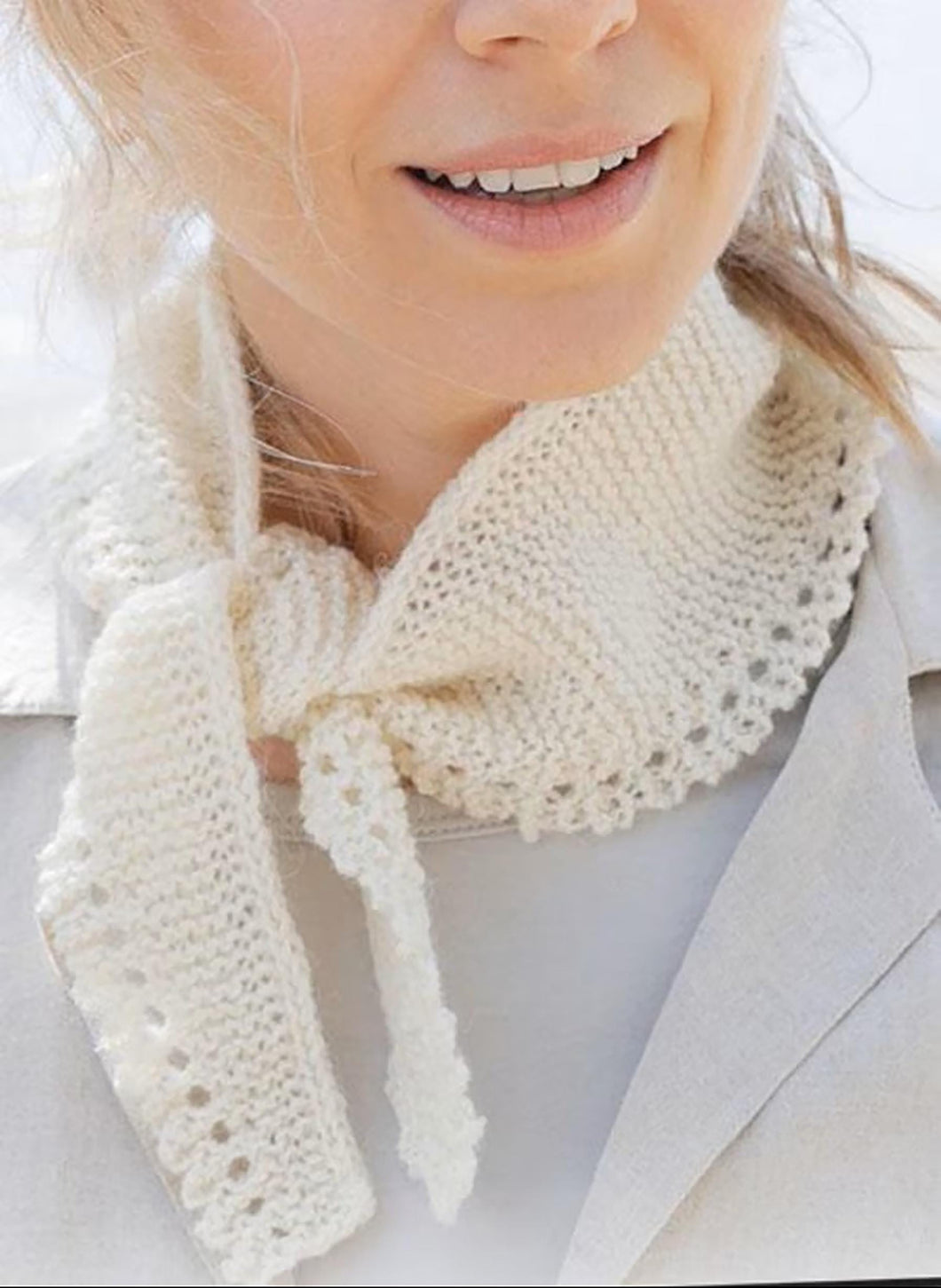 Easy Womans Miss Marple Lace Edge Garter stitch Scarf- Knitted in 4 Ply Yarn- Knitting Pattern PDF download