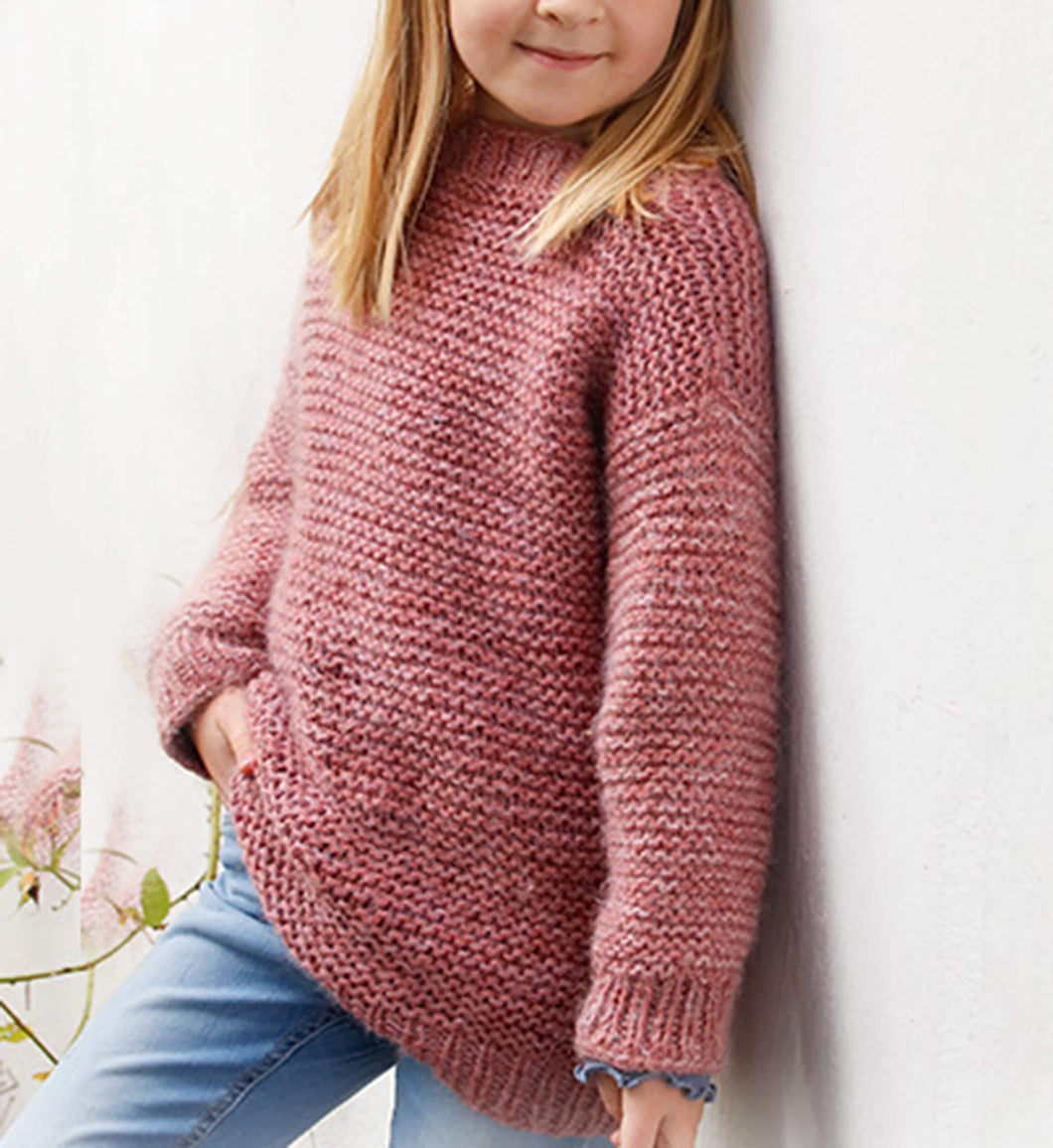 Easy Beginner Girls Boys Garter Stitch Sweater 3 ~ 14 years Aran 10 Ply Worsted Knitting Pattern pdf instant download