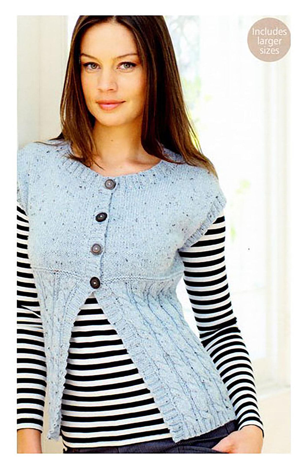 Woman's Cable Gilet Waistcoat- Cardigan sleeveless cardigan- Knitting pattern- chest 32 - 54