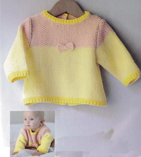 Baby Cross Back Sweater with poppers Round neck Fits Newborn (0 - 2 y)  DK 8 Ply Light Worsted Knitting Pattern pdf Digital Download