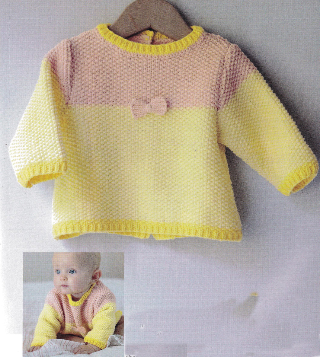 Baby Cross Back Sweater with poppers Round neck Fits Newborn (0 - 2 y)  DK 8 Ply Light Worsted Knitting Pattern pdf Digital Download