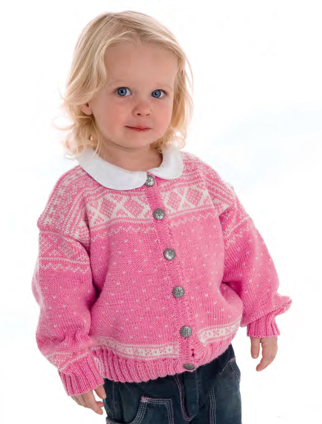 Girl's Scandinavian style Cardigan ( Fair Isle) Knitting Pattern (4Ply) Fingering  Birth- 18 Months Download PDF