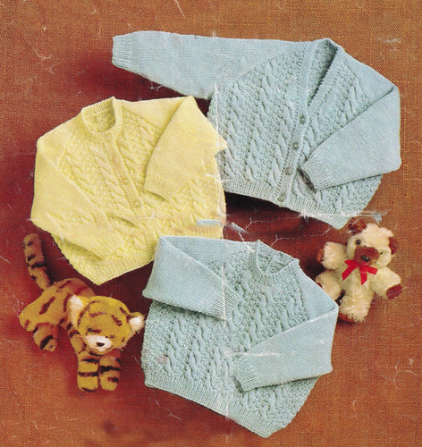 Baby Girl Boy Cable Raglan Cardigans & sweater -Vintage Knit 3  styles 20- 22
