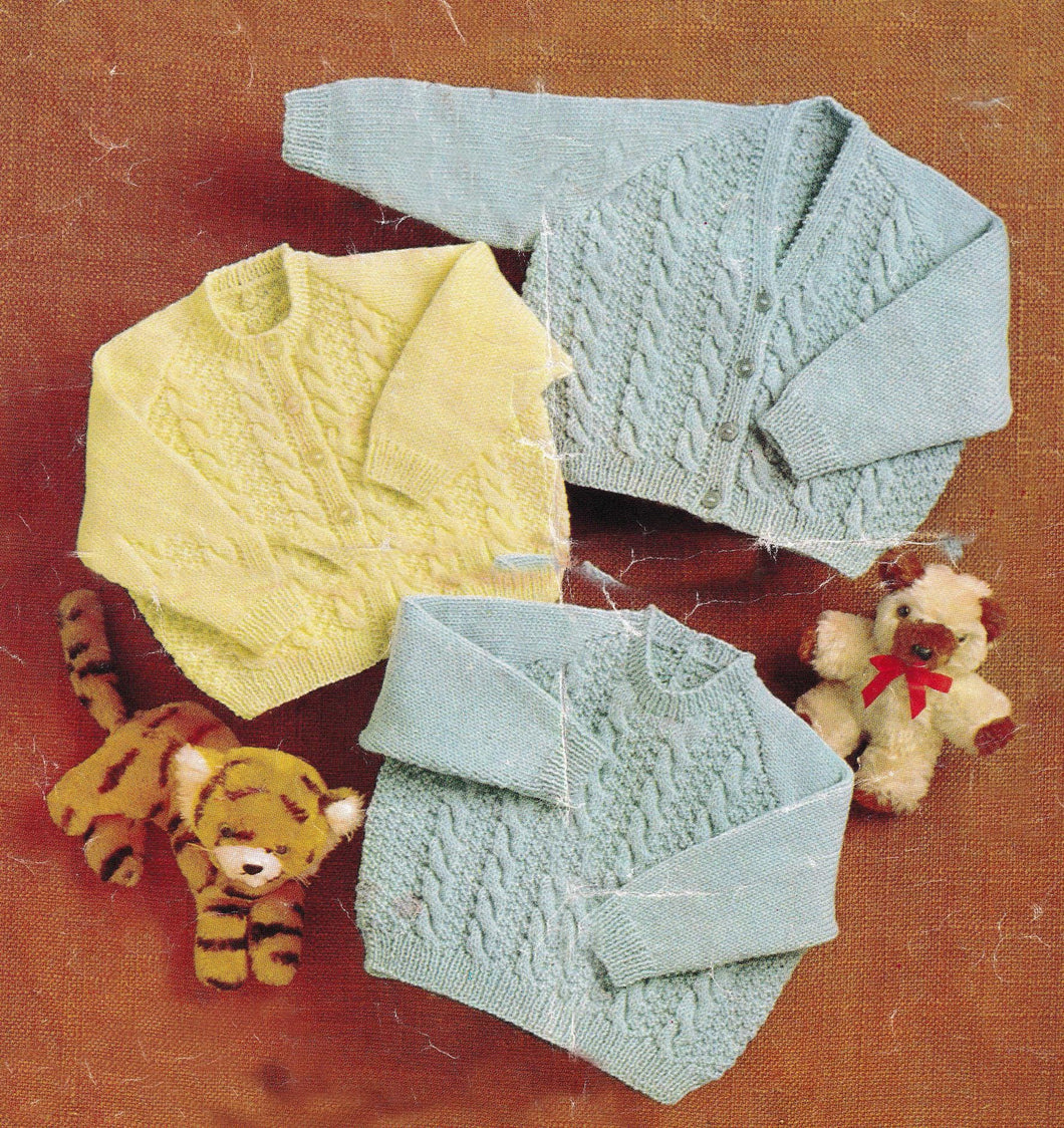 Baby Girl Boy Cable Raglan Cardigans & sweater -Vintage Knit 3  styles 20- 22