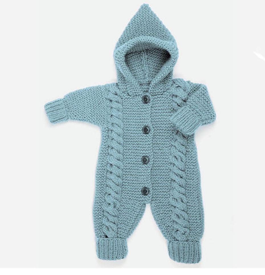 Baby Hooded Onesie Cable Garter Stitch All in One Jumpsuit (0 -6 mths)~ Aran 10 Ply Worsted Knitting Pattern PDF Download