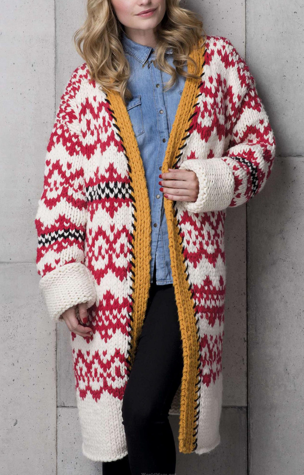 Woman's Chunky Fair Isle Cardigan  Jacket Edge to edge- Chunky-12 Ply Bulky Cardigan~ sizes 8-18 (32