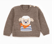 Sheep Lamb Motif Round Button Neck Sweater Jumper 18"- 21" 6mths - 3 yrs ~ DK 8 Ply Light Worsted Knitting Pattern pdf download
