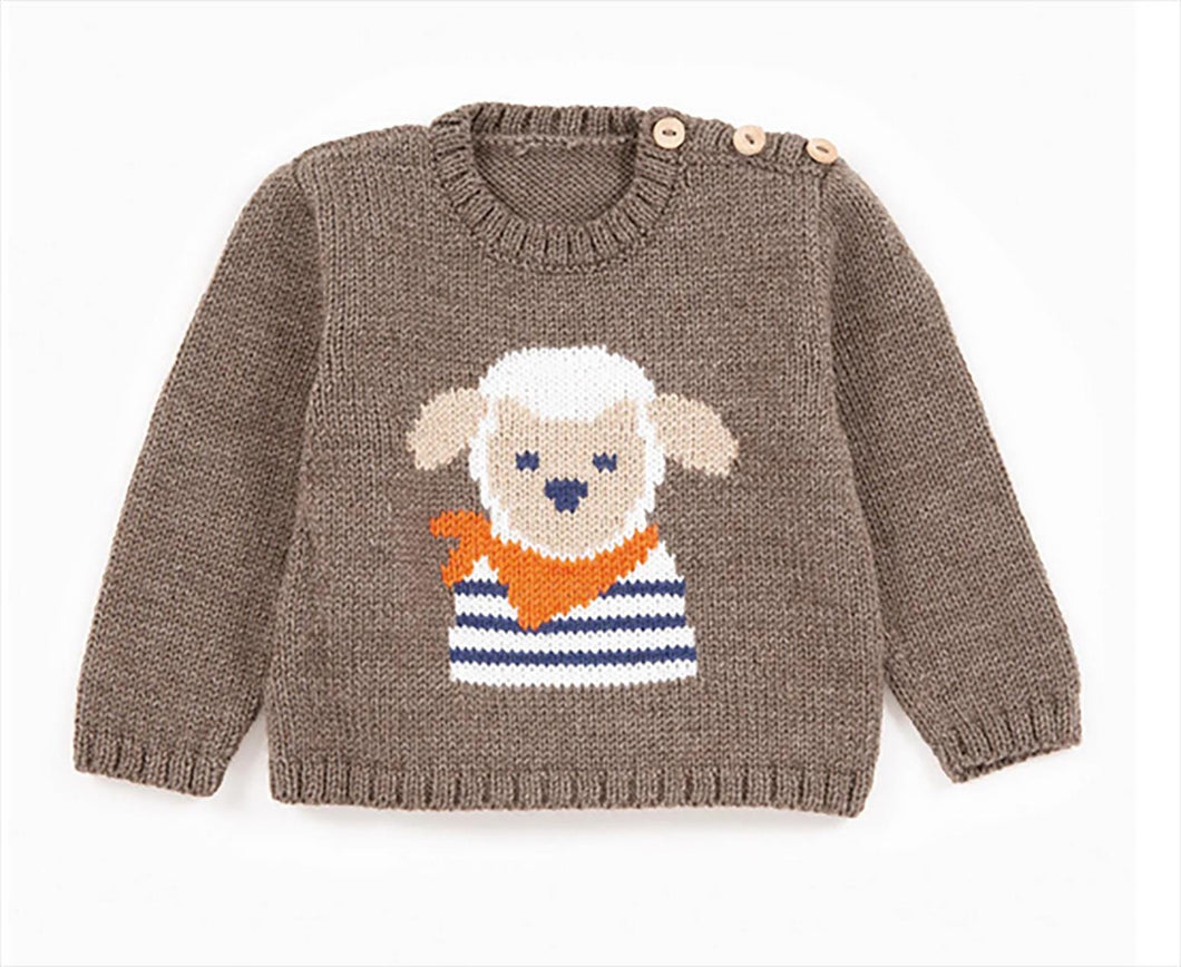 Sheep Lamb Motif Round Button Neck Sweater Jumper 18