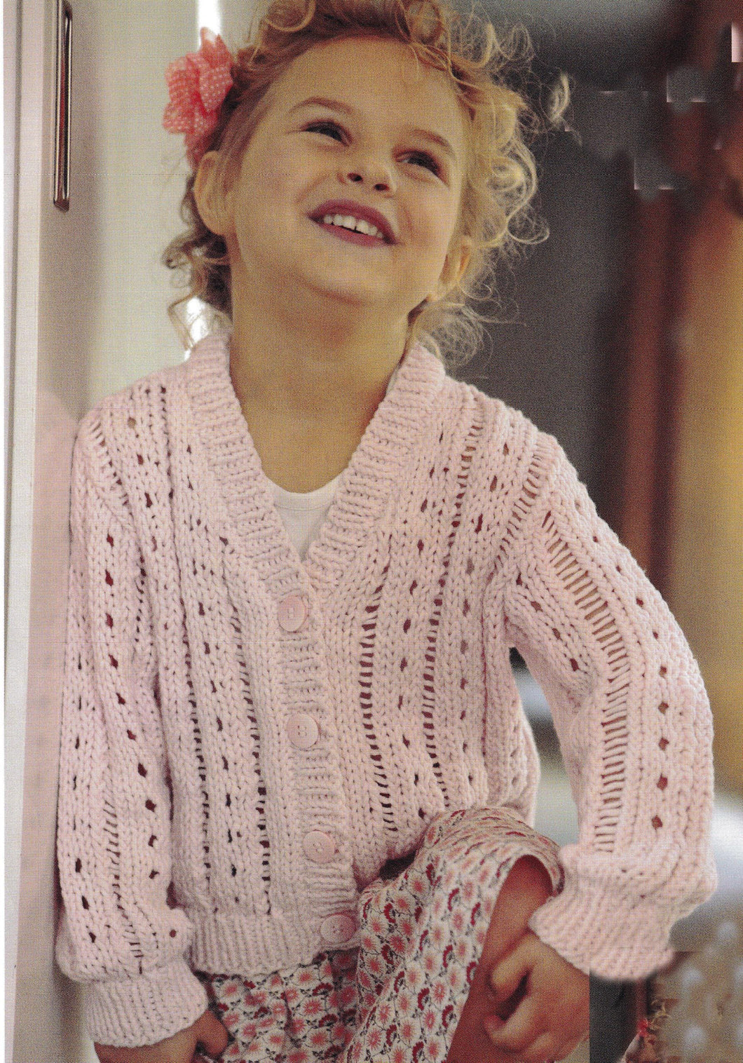 Girls Lacy V neck Cardigan- Knitting Pattern- ( 2-10 yrs) Aran 10ply Worsted wool- Knitting pattern Download PDF