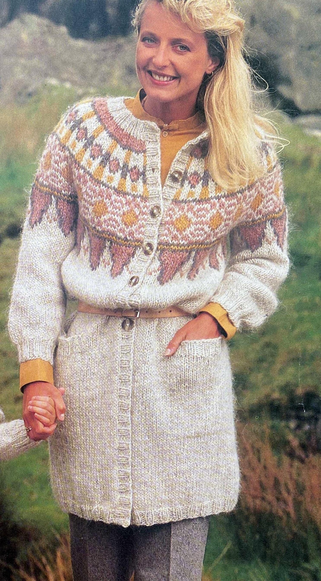 Woman's  Lopi  Fair Isle Coat Jacket Button front with pockets ~ sizes  (32