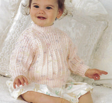 Baby Toddler Ribbed Raglan Sweater & Cardigan - Knitting Pattern - 8 ply DK Light worsted wool- fits 18 - 24" chest