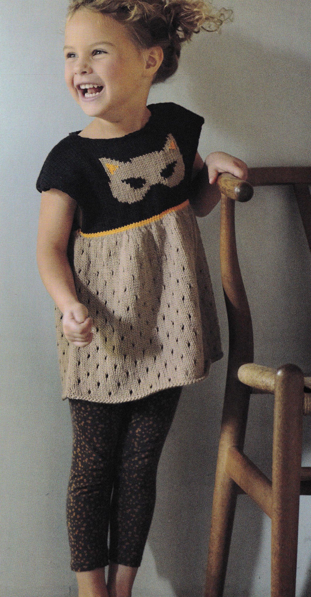 Girls Cat Motif Dress - Tunic -Short sleeves- Vintage Knitting Pattern Fits 2-10yrs Christmas Halloween Download PDF- English