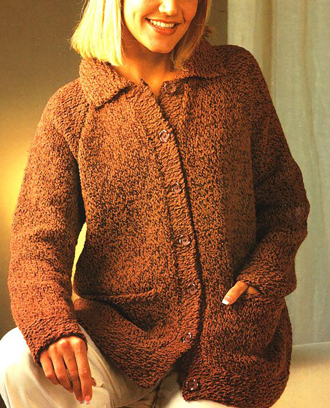 Easy Classic Raglan Cardigan Collar- Pockets  Womens 30