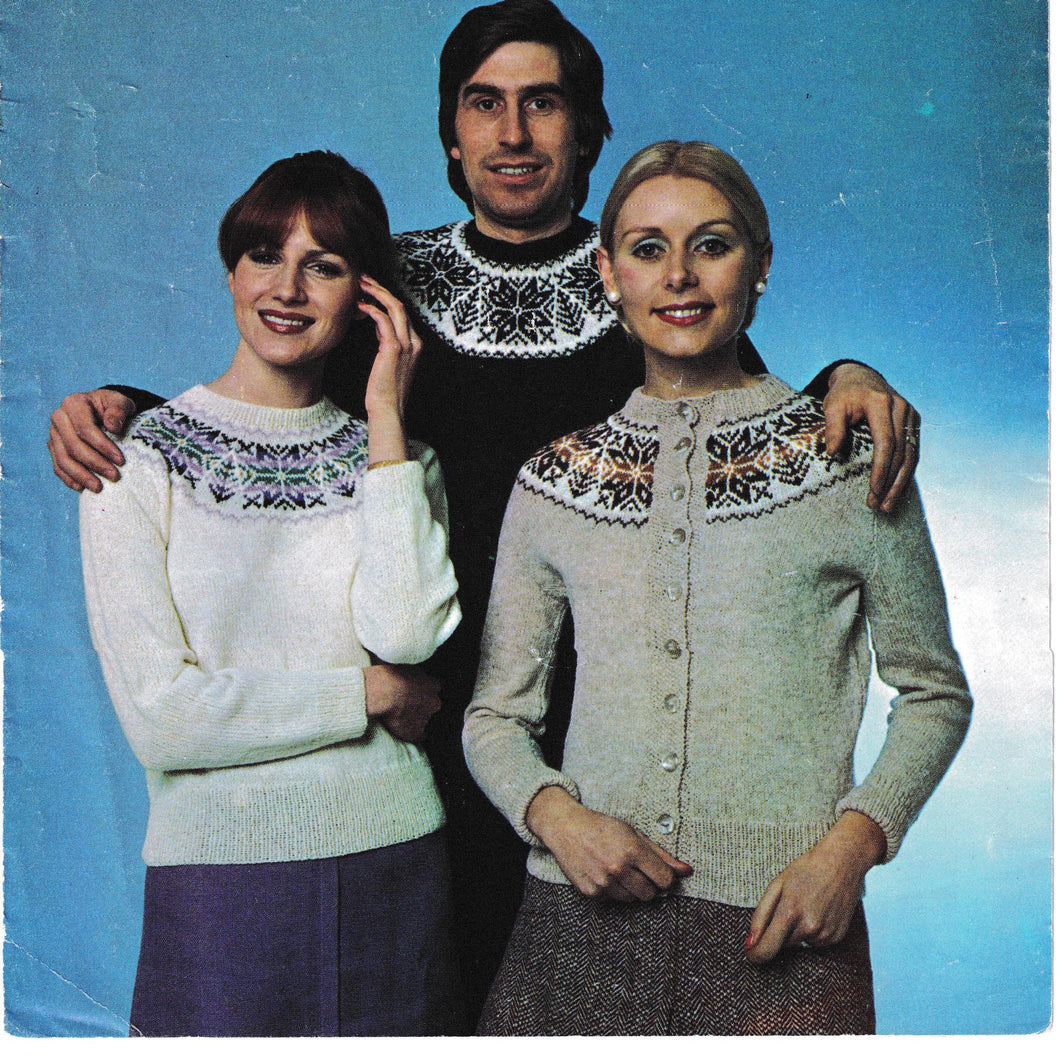Shetland Fair Isle Jumper & Cardigan Knitting Pattern in 4 Ply Fingering yarn- Fair Isle, Womens, Mens, 34