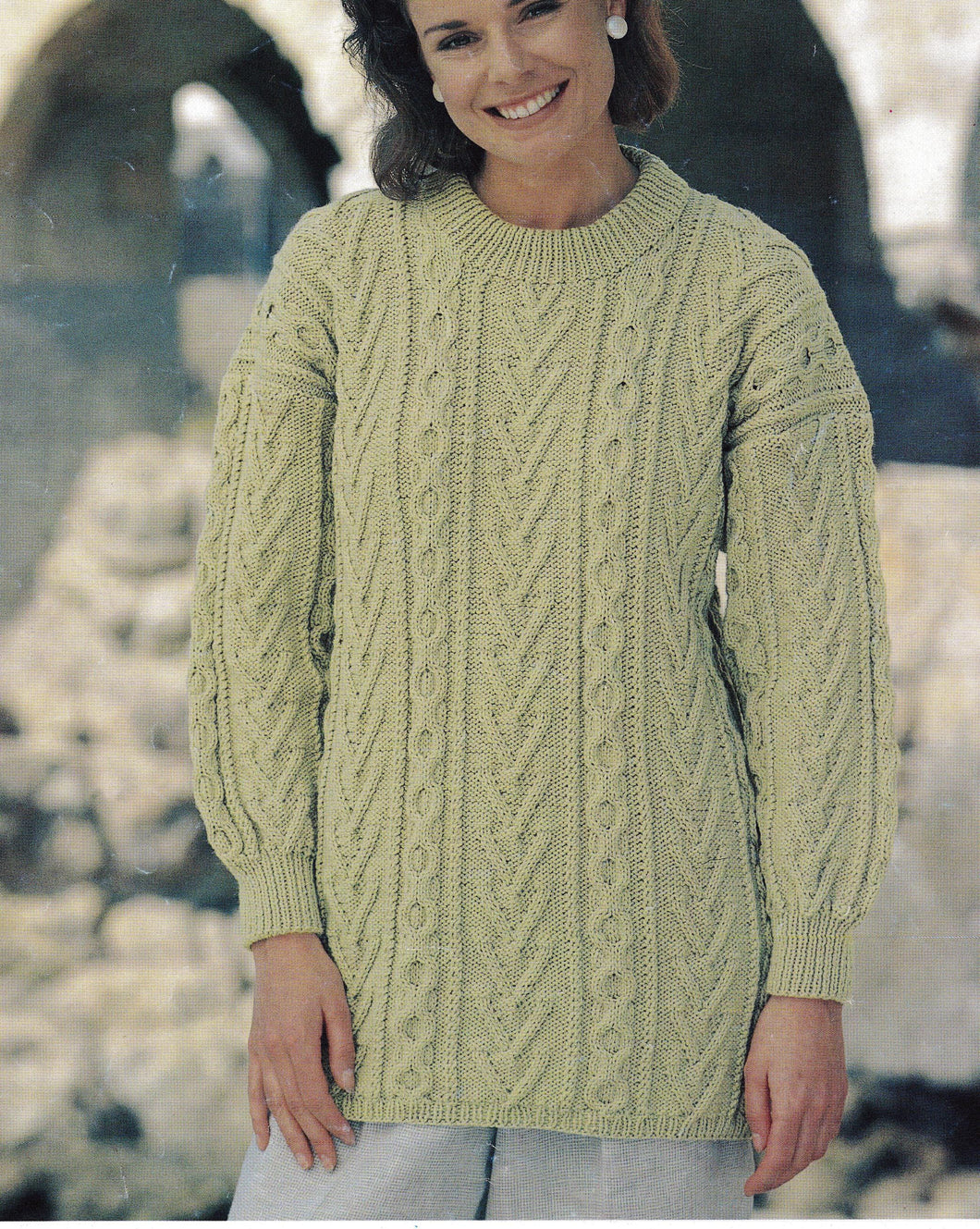 Women's Aran Cable Sweater Feminine Round Neck Jumper 28 - 46