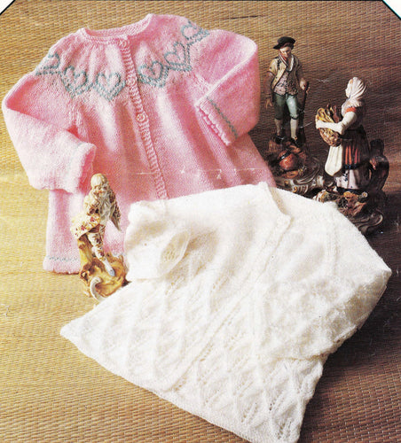 Baby Vintage Yoked Matinee Jackets - Cardigans in 4 ply Fingering or Dk 8 Ply Knitting Pattern download PDF 16
