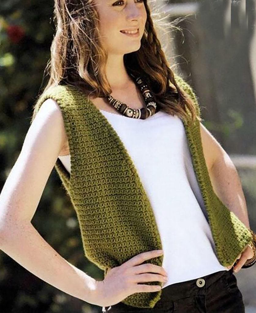 Crochet Waistcoat Pattern: Corded Edges Vest Top (PDF Download)