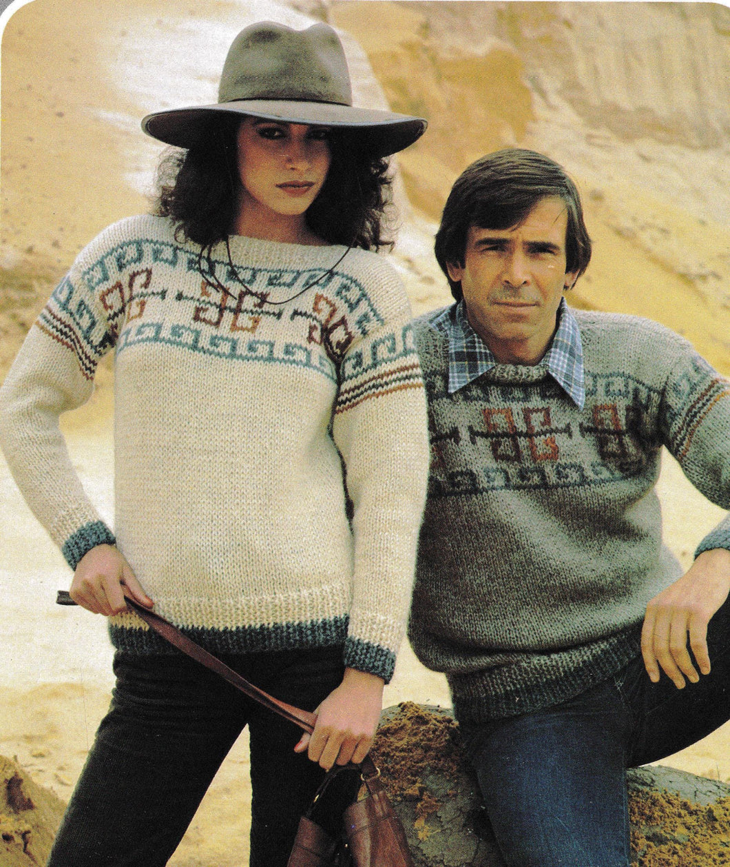 Mans woman's Gaucho Aztec style sweaters- Jumpers Chunky Bulky 12 ply quick knit jumpers 32