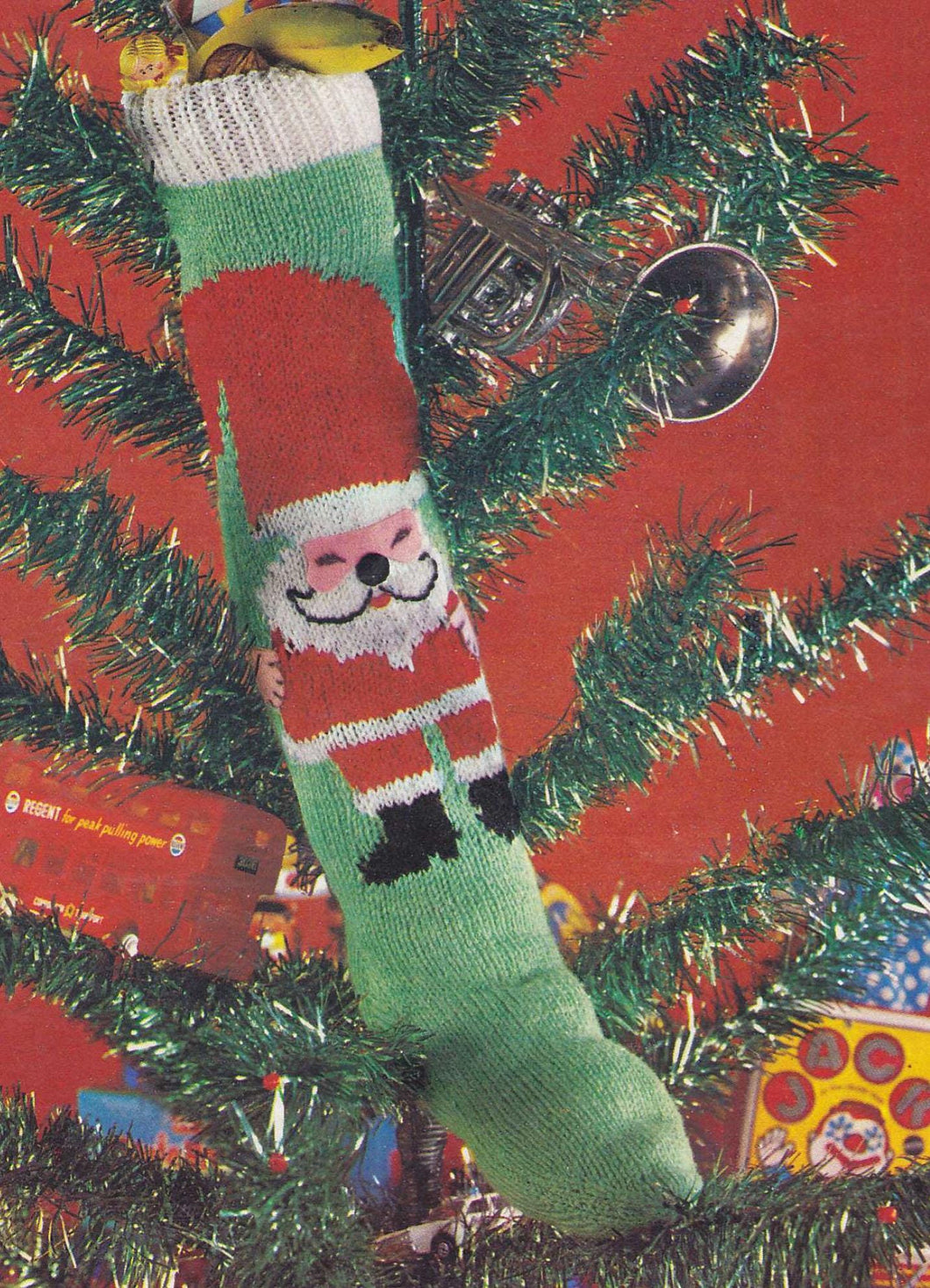 Christmas Stocking- Vintage Pattern In Dk 8ply Light worsted- Knitting pattern download PDF- Festive knit 18.5
