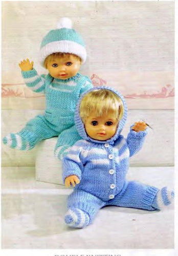 Baby Dolls Knitted  Pram set  sweater dungarees cardigan Dolls Clothes 12-22 inch DK 8 Ply Yarn Knitting Pattern PDF download