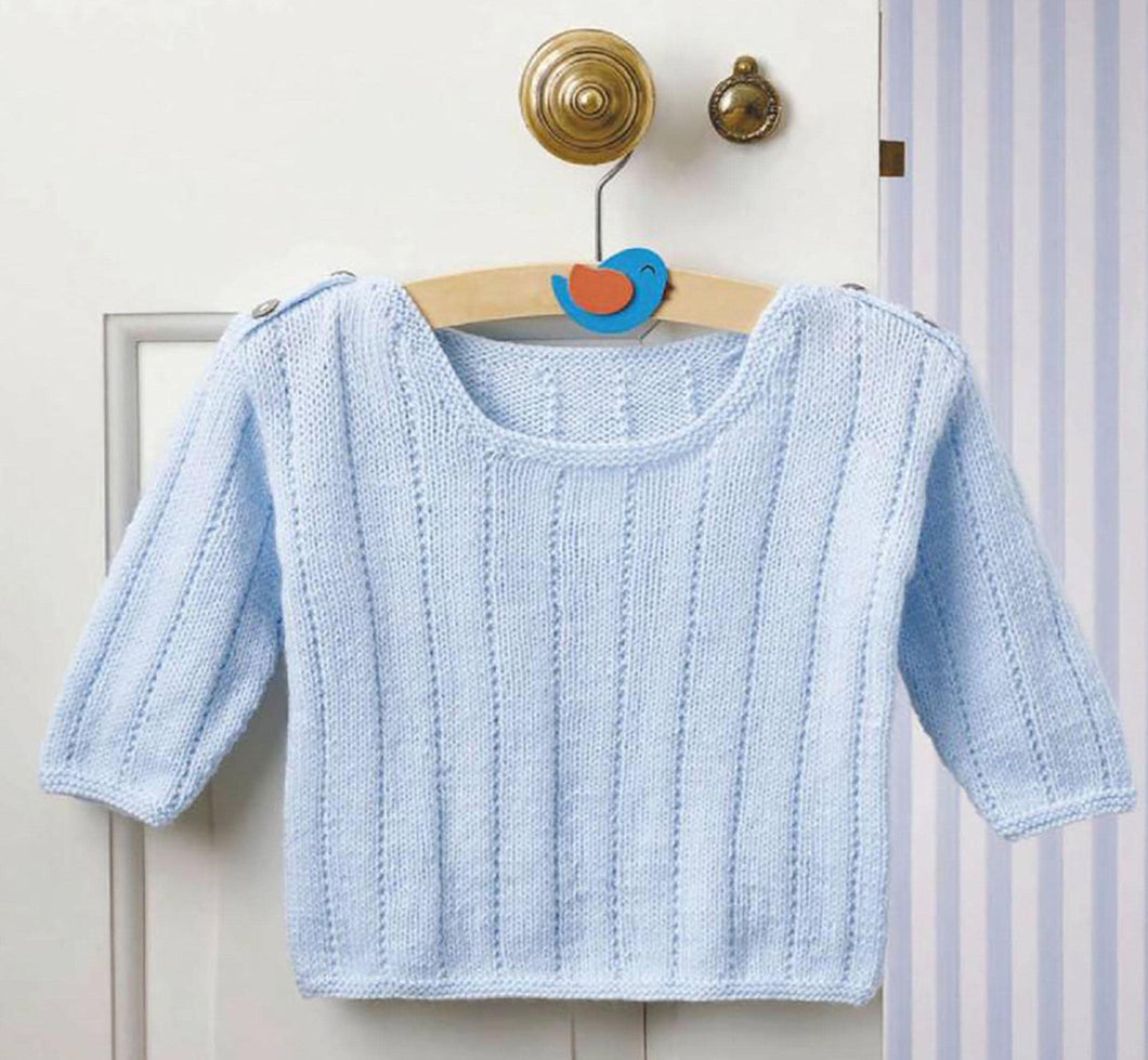 Stripe Stitch Sweater with Button shoulder effect-Jumper- Toddlers 4Ply-Fingering 19