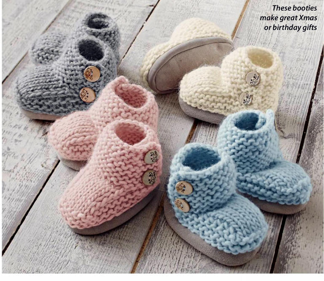 Easy Knit Chunky Slippers Knitting Pattern Knitted on 2 Needles Chunky Bulky wool Knitting pattern Download PDF slipper socks 3 - 24 months