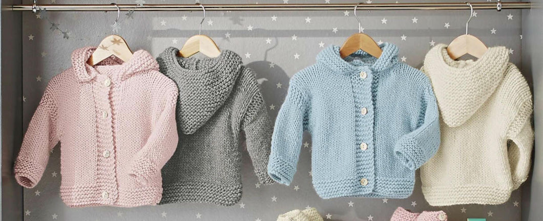 Easy Baby Jacket with Hood 3 - 24 mths - Chunky Wool DOWNLOAD pdf KNITTING Pattern
