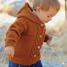 Child's Easy Cable Cardigan-& Hooded Jacket Boy- Girl- Knitting Pattern -Aran(Worsted weight) Instant Download-18-28" chest