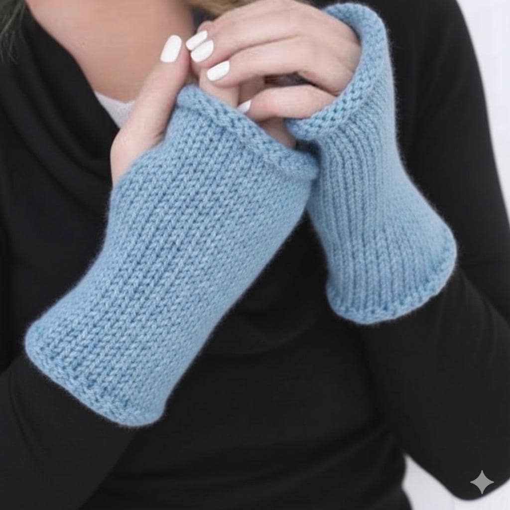 KNITTING PATTERN -very easy Beginners fingerless gloves- wrist warmers- Aran wool- 7
